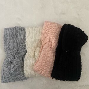 Cozy Knit Headband Set - Gray, White, Pink, Black